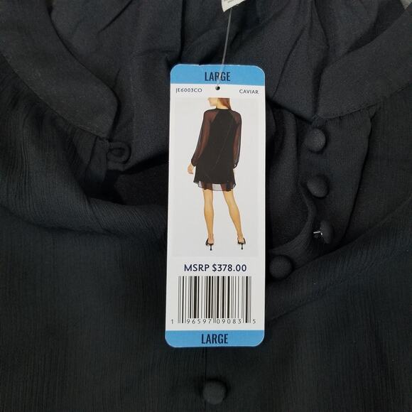 Joie Dress Womens Large Black Balloon Sleeve Caviar Polyester Button Front NWT - Picture 8 of 13